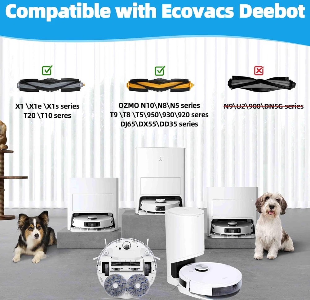 Yivy pagrindinis guminis šepetys su dangteliu Ecovacs Deebot robotams dulkių siurbliams MBS-ECO-X13WHI