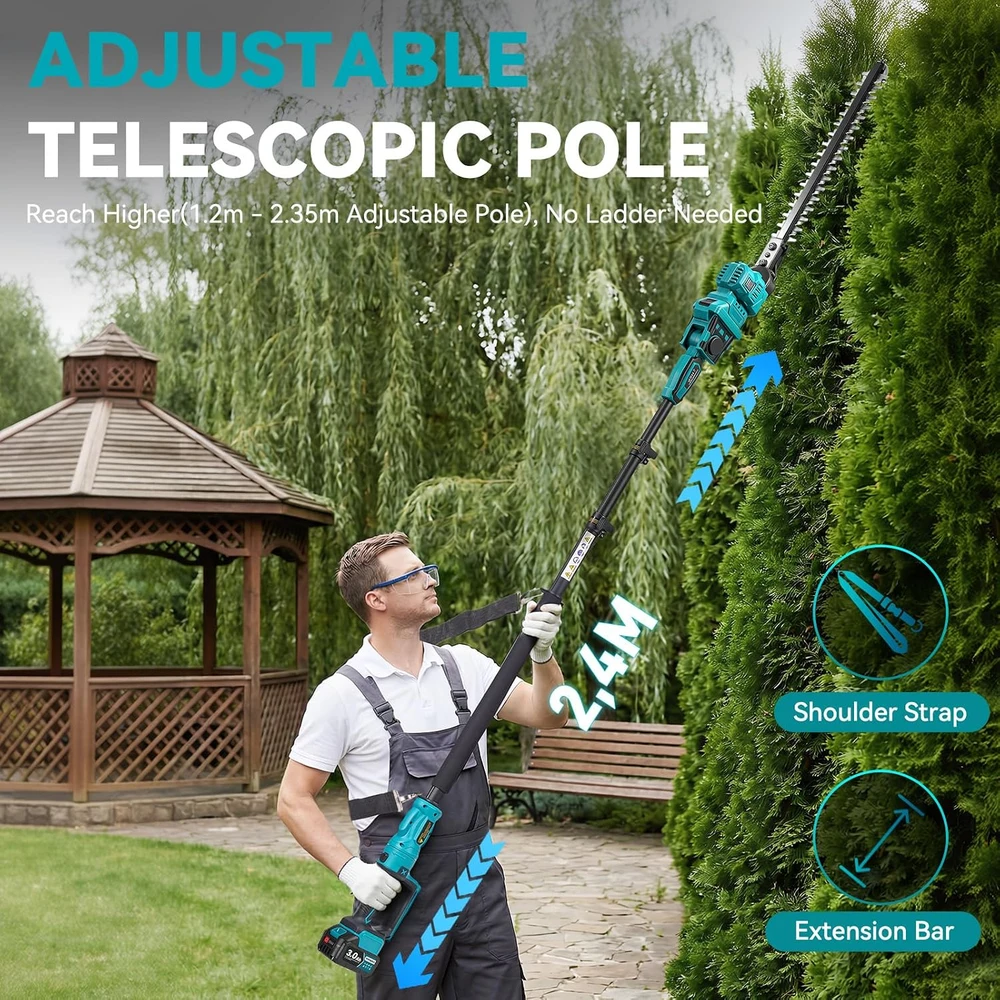 Yofidra akumuliatorinės teleskopinės gyvatvorių žirklės 40 cm, 21 V, sku4G6472Y_2-EU