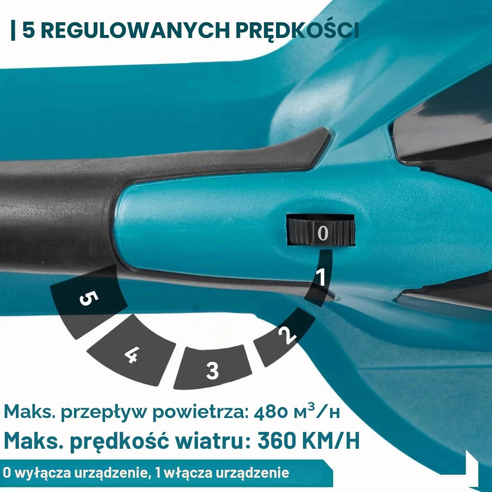 Yofidra akumuliatorinis lapų pūstuvas 700 W, 360 km/h su 2 × 3000 mAh akumuliatoriais sku4G6430Y
