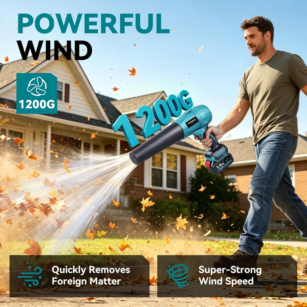 Yofidra akumuliatorinis lapų pūstuvas 800 W, 300 m/s, 2 x 3 Ah, 4 antgaliai, sku4G6424Y_2-EU