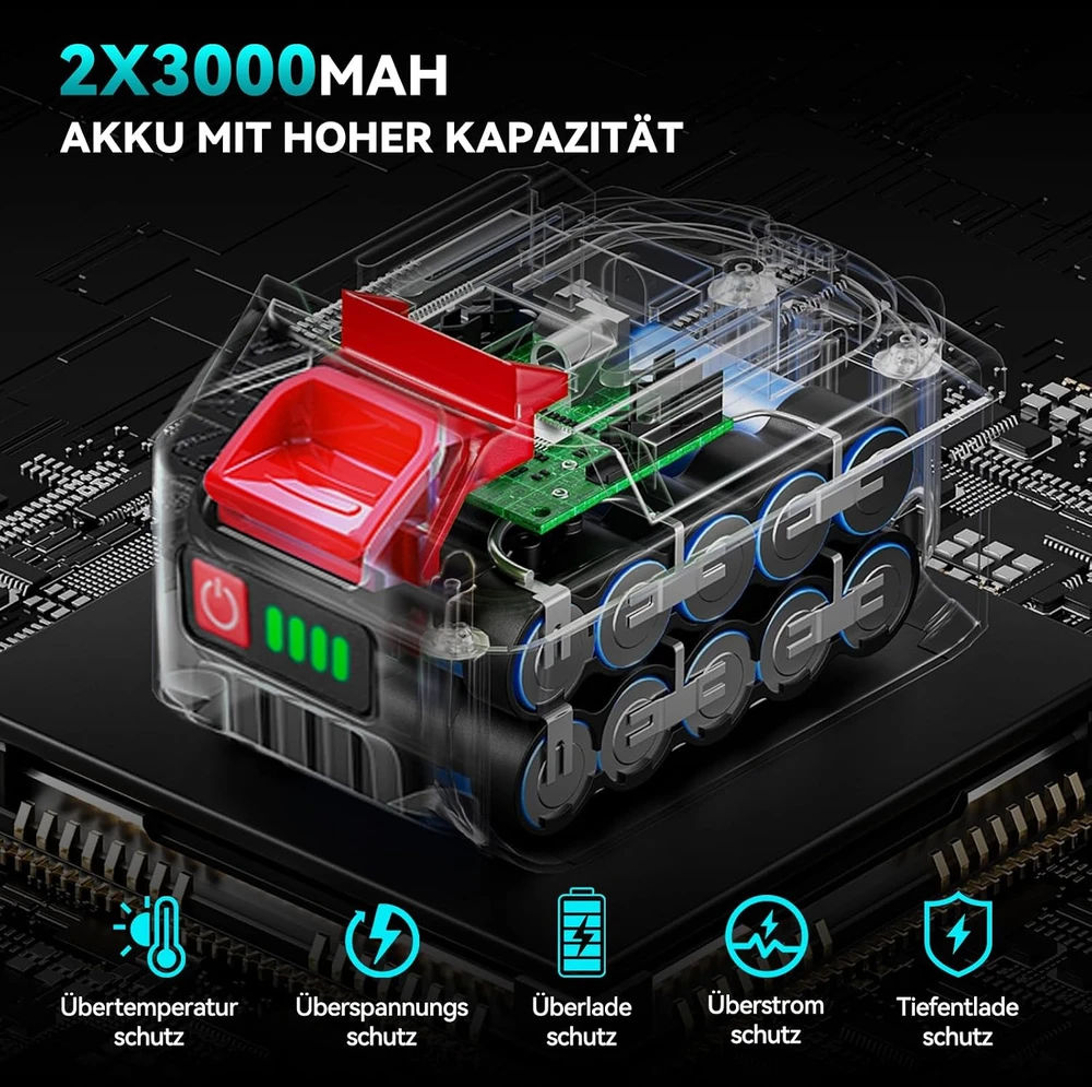 Yofidra akumuliatorinis smūginis veržliasukis 1700 Nm 1/2 col. su 2 x 3 Ah akumuliatoriais 1800Nm