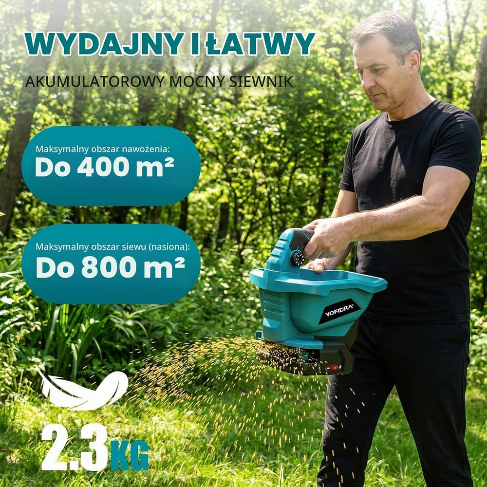 Yofidra belaidis elektrinis trąšų barstytuvas 3.3 l, 5 m, 6 greičiai, sku4G6386Y_2-EU