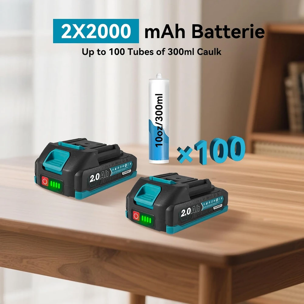 Yofidra elektrinis hermetiko pistoletas 300 ml, 4 greičiai, 2 × 2.0 Ah, sku4H6367Y_2-EU-xm-FBA