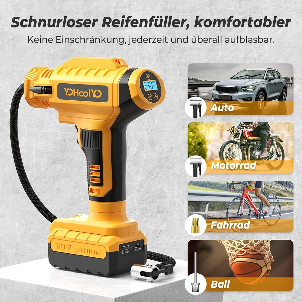 YOHOOLYO nešiojamas akumuliatorinis oro kompresorius 150 PSI, 12 V, LS4094