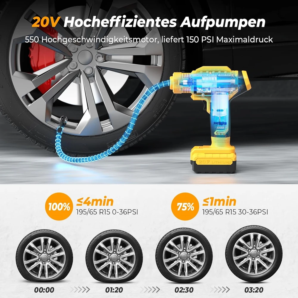 YOHOOLYO nešiojamas akumuliatorinis oro kompresorius 150 PSI, 12 V, LS4094