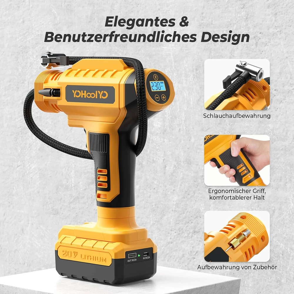 YOHOOLYO nešiojamas akumuliatorinis oro kompresorius 150 PSI, 12 V, LS4094