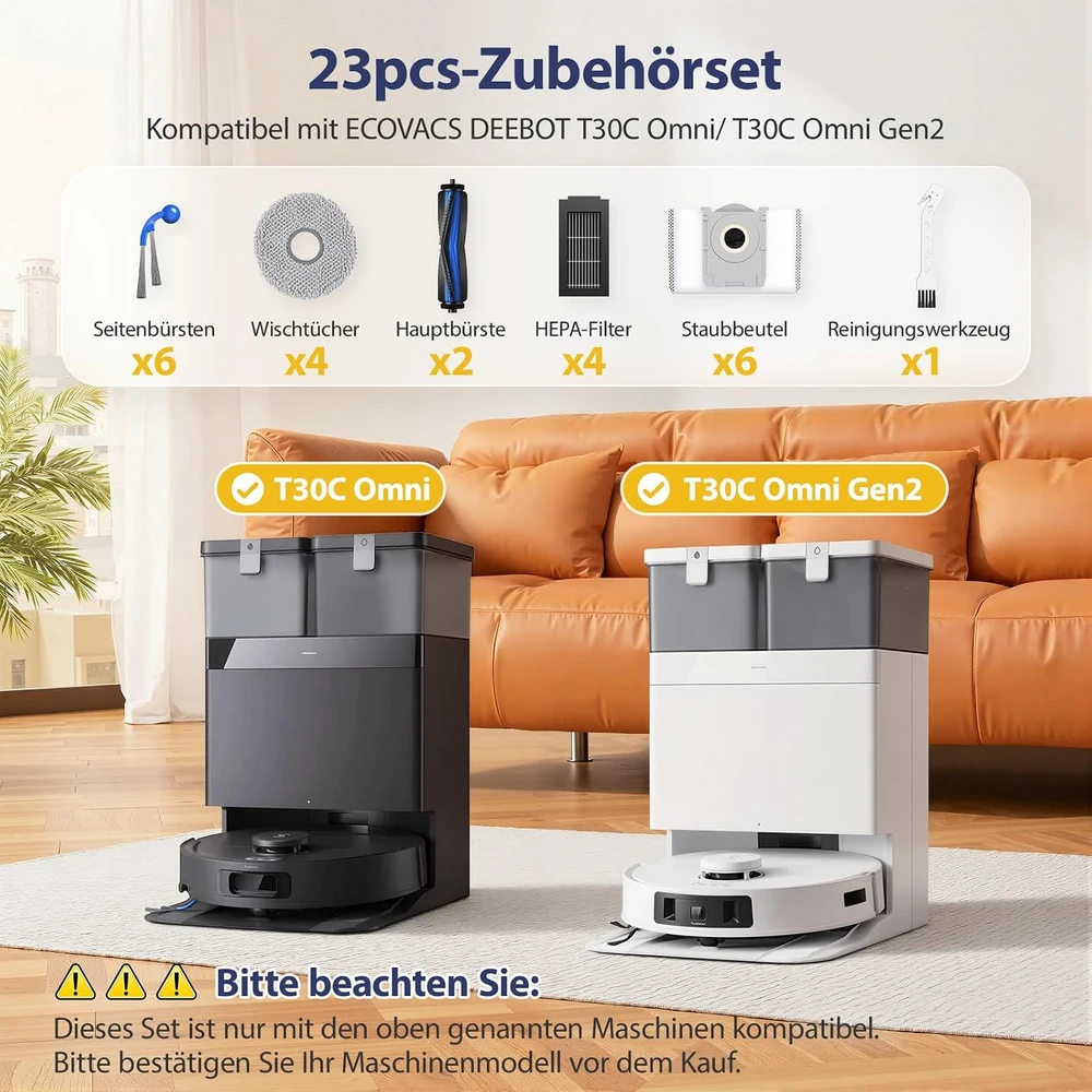 Yoneenair 23 dalių robotų dulkių siurblių priedų rinkinys ECOVACS DEEBOT T30C Omni