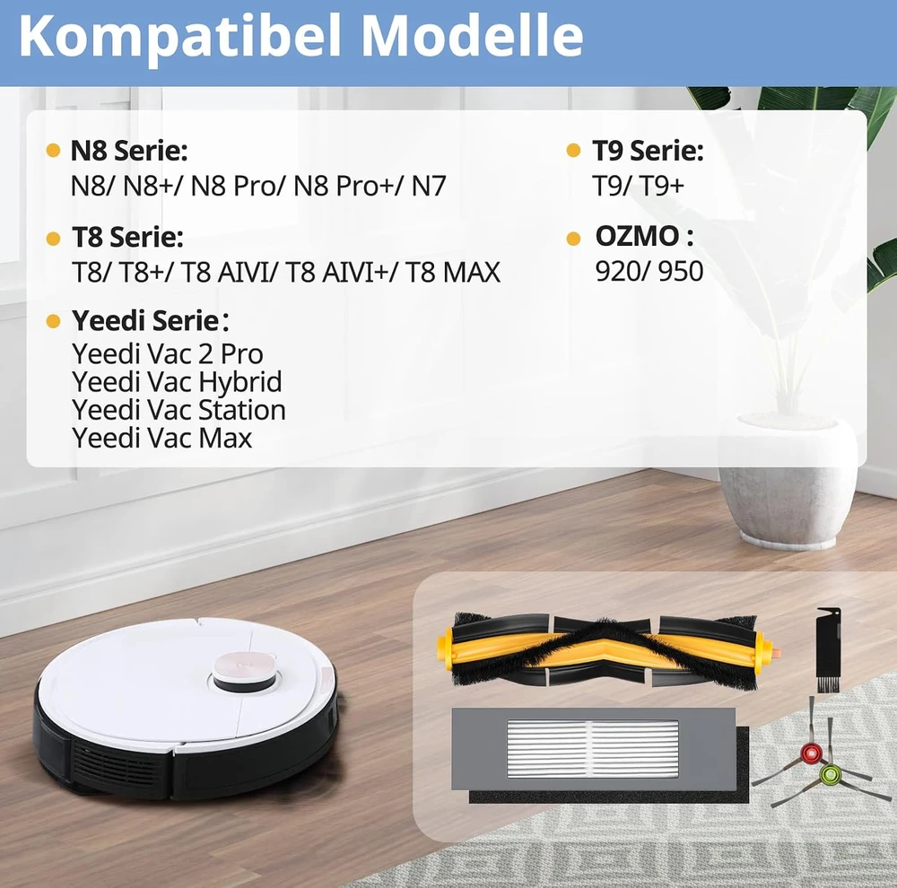 Yoneenair atsarginių dalių rinkinys robotams dulkių siurbliams Ecovacs Deebot N8/T8/T9, 12 vnt.