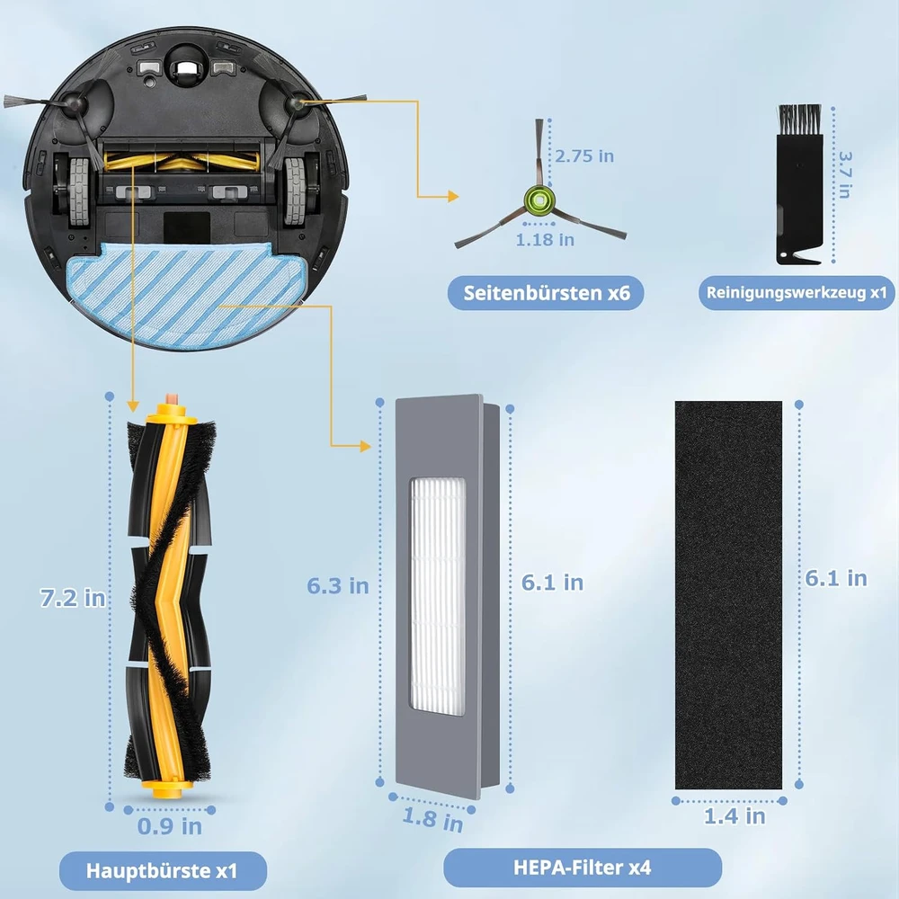 Yoneenair atsarginių dalių rinkinys robotams dulkių siurbliams Ecovacs Deebot N8/T8/T9, 12 vnt.