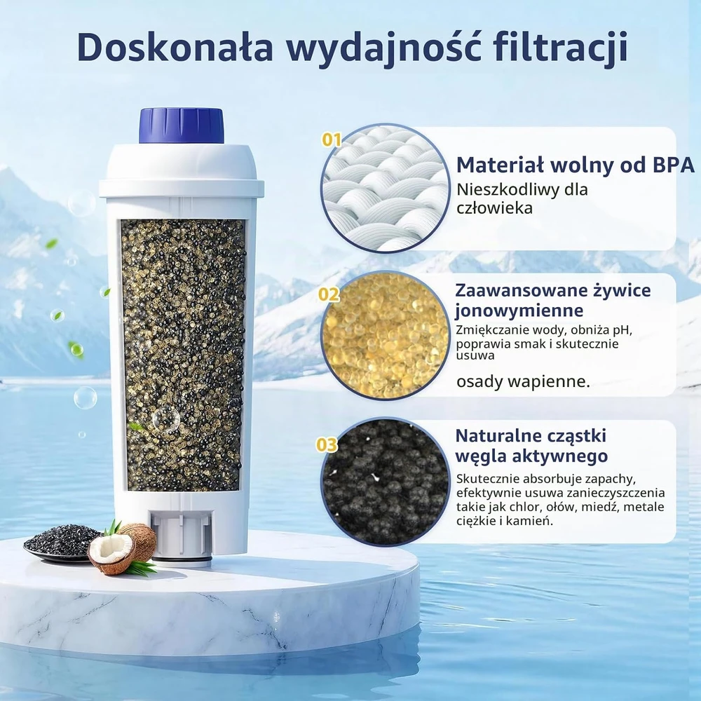 Yoneenair vandens filtrai kavos aparatams DeLonghi DLSC002, 6 vnt.