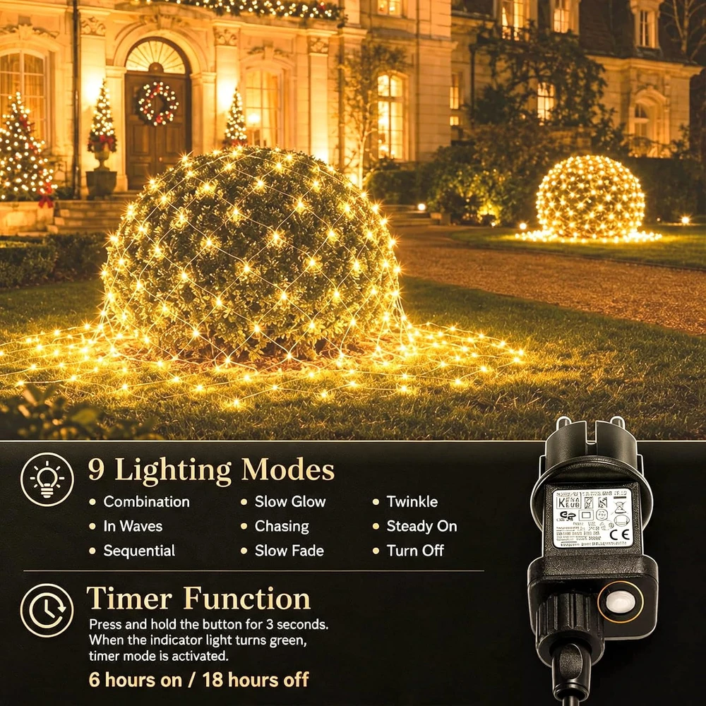 yowin lauko LED šviesos tinklelis 3 x 2 m, 200 LED, IP65, YW-WD200NB