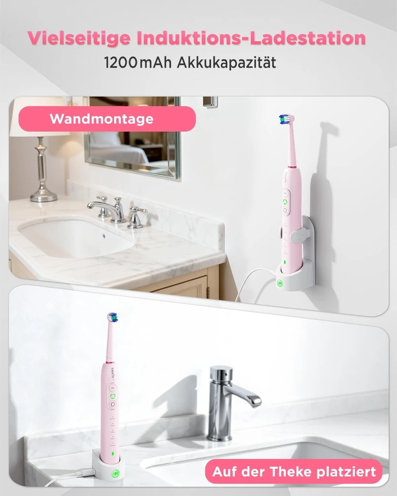 YTEATH PRO elektrinis dantų šepetėlis su 8 galvutėmis, 5 režimais ir įkrovimo stotele Y10W