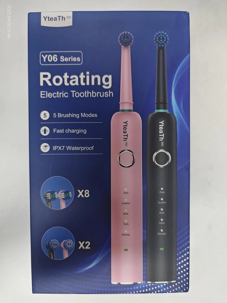 YTEATH PRO rotacinių elektrinių dantų šepetėlių rinkinys su 10 galvučių, 5 režimais Y06W