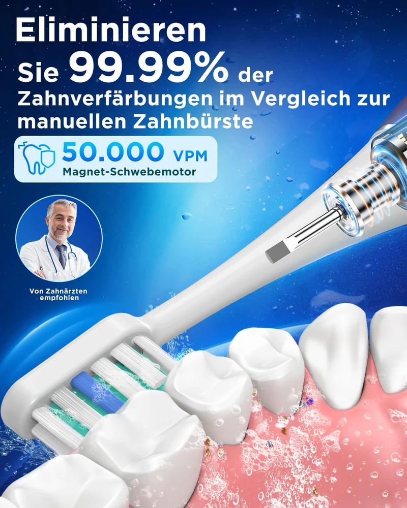 YTEATH PRO soninis elektrinis dantų šepetėlis su 5 režimais ir 8 galvutėmis Y08U