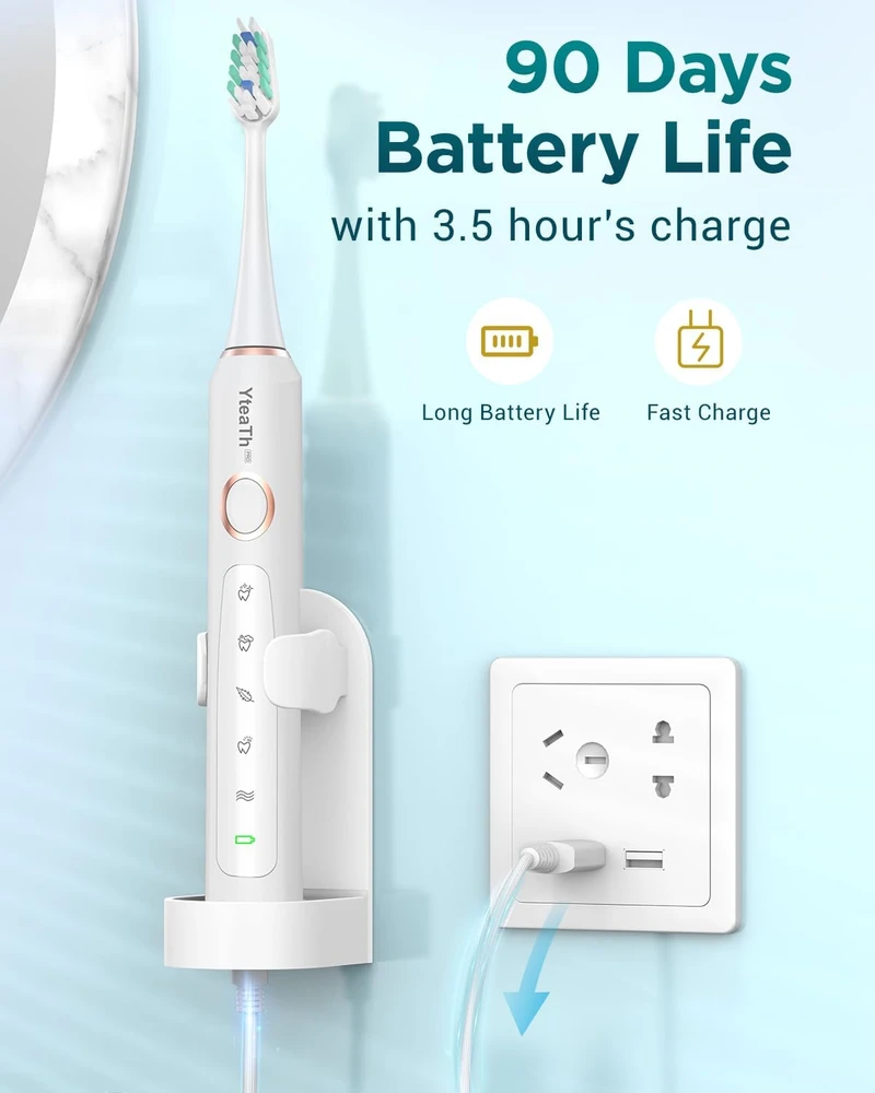 YTEATH PRO soninis elektrinis dantų šepetėlis 50 000 vibr./min., 5 režimai, Y05U