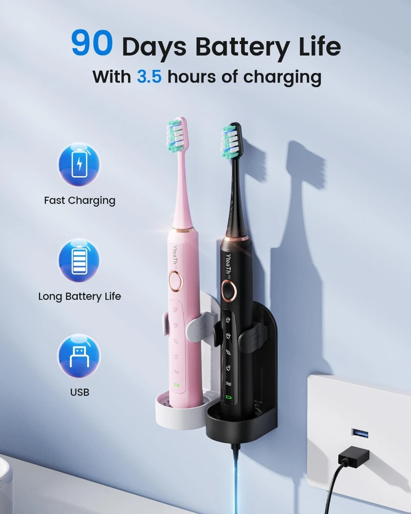 YTEATH PRO soninių elektrinių dantų šepetėlių rinkinys, 2 vnt., 10 galvučių, Y05U