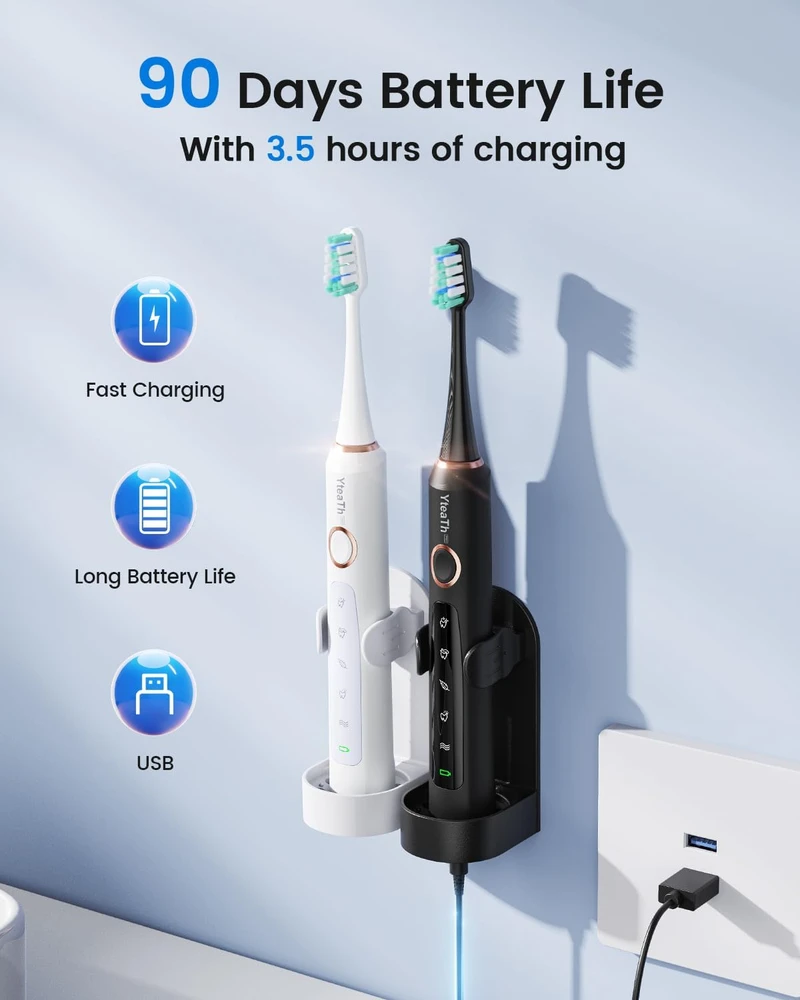 YTEATH PRO soninių elektrinių dantų šepetėlių rinkinys, 2 vnt., 5 režimai, Y05U