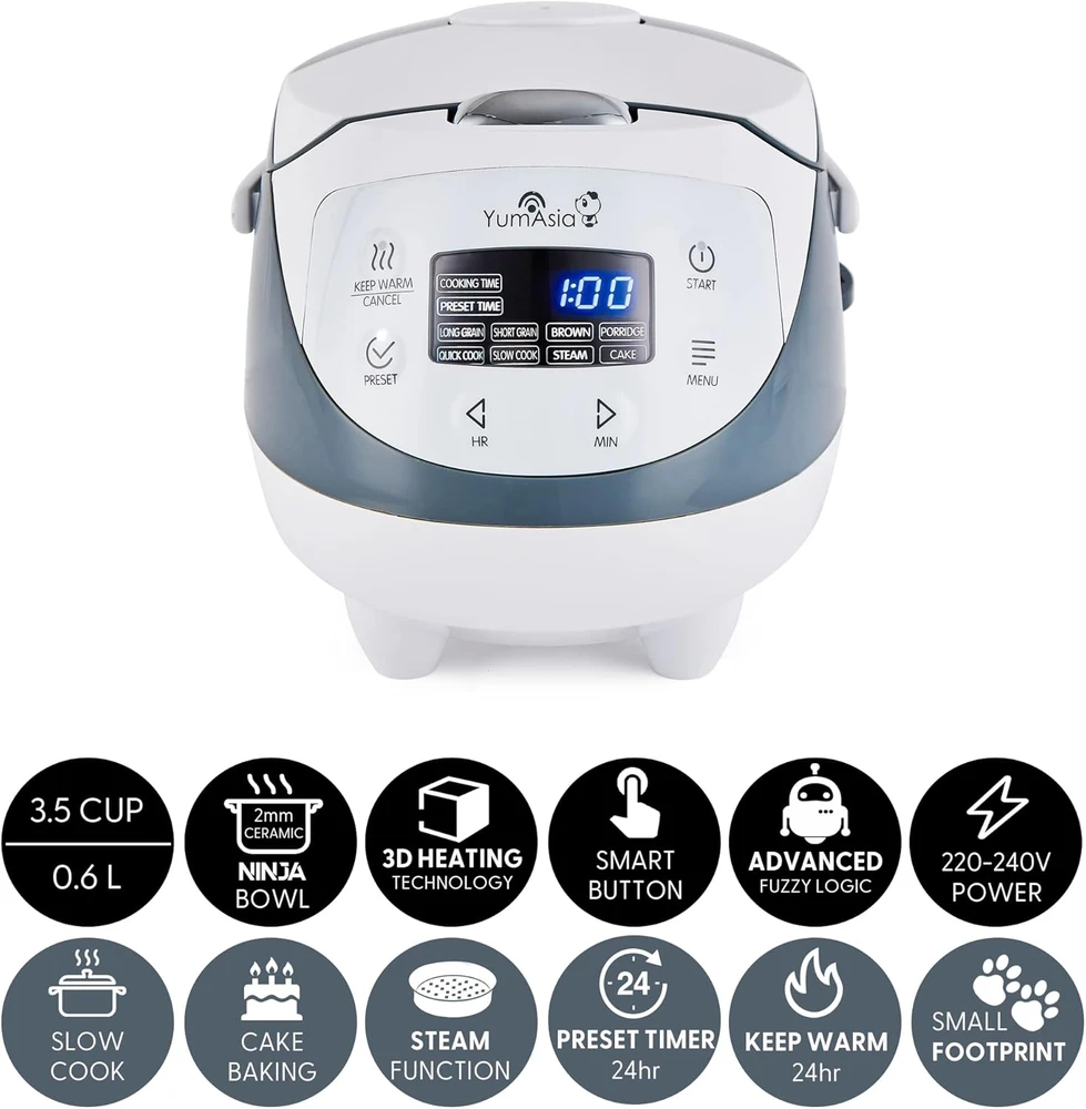 Yum Asia ryžių viryklė su keramikine vidine talpa, 350 W, 0,63 l, YUM-EN06
