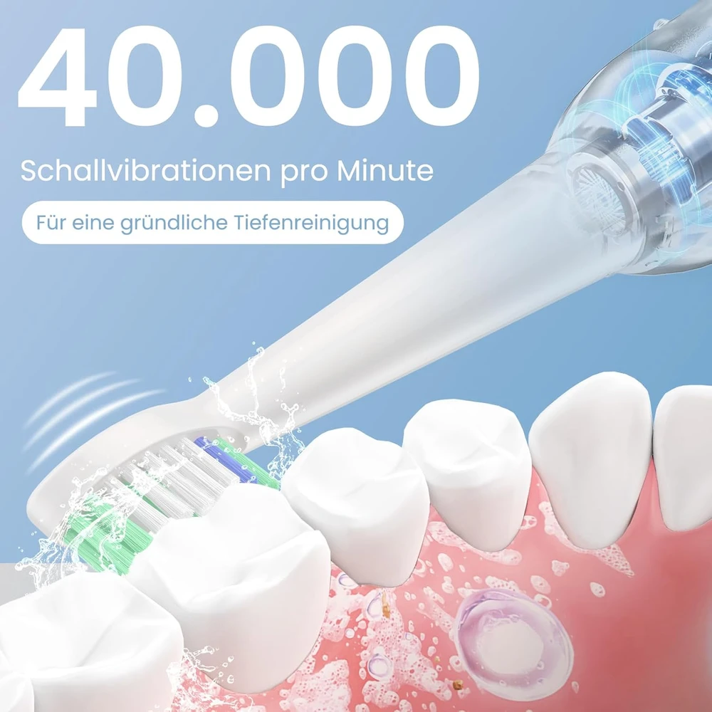 YUNCHI soninis elektrinis dantų šepetėlis 40 000 vibr./min., USB-C, 5 režimai, C2