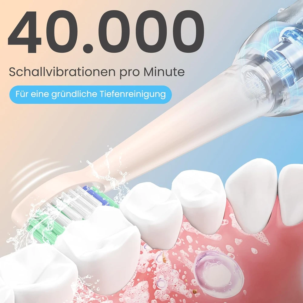 YUNCHI soninis elektrinis dantų šepetėlis 40 000 VPM, USB-C, 5 režimai, C2