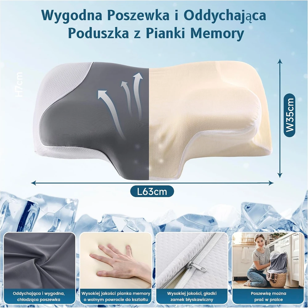 YunNasi ergonominė kaklo pagalvė iš atminties putų su nuimamu užvalkalu 92ZT000110E-1