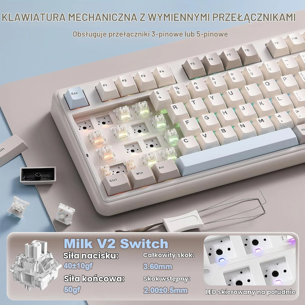 YUNZII belaidė mechaninė žaidimų klaviatūra 96%, Bluetooth, 8000 mAh B98 PRO