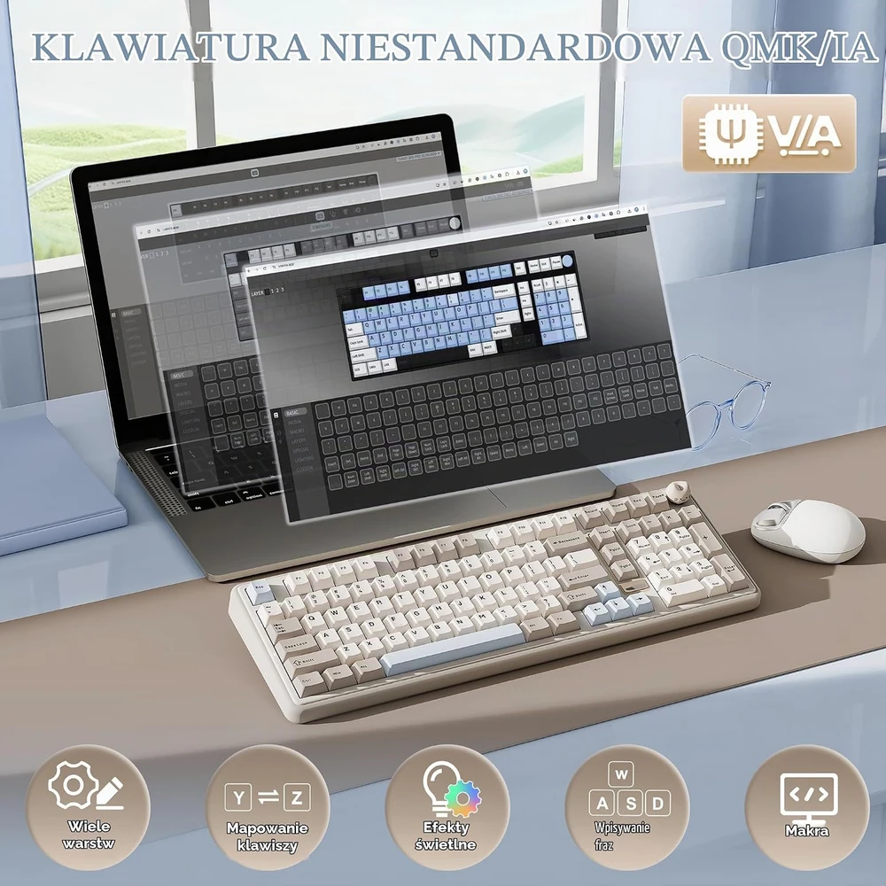 YUNZII belaidė mechaninė žaidimų klaviatūra 96%, Bluetooth, 8000 mAh B98 PRO