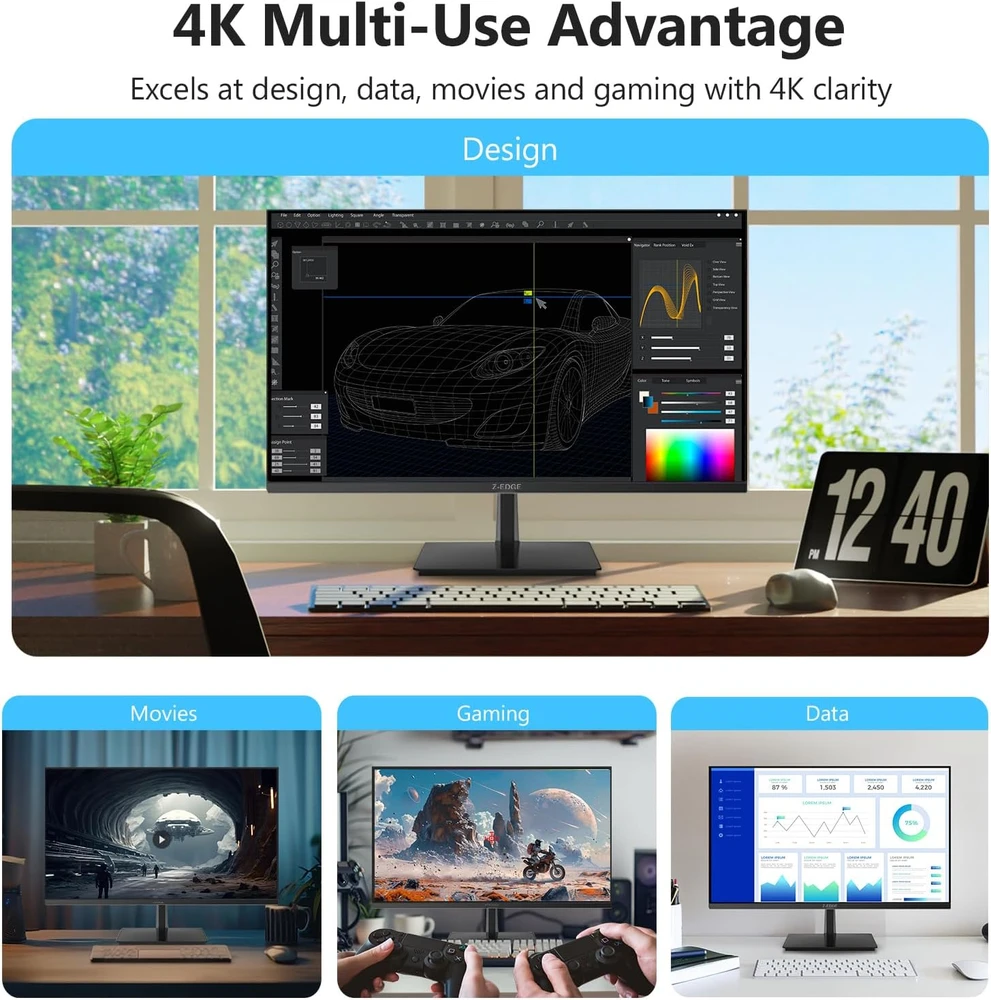 Z-Edge 27 colių 4K UHD IPS monitorius 60 Hz FreeSync HU27P4K