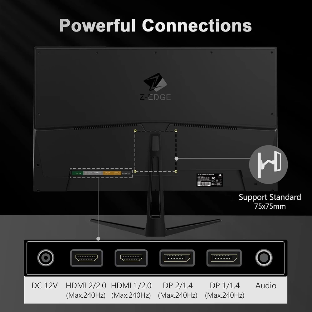Z-Edge žaidimų monitorius 24 colių IPS Full HD 240 Hz 1 ms FreeSync UG24PJ