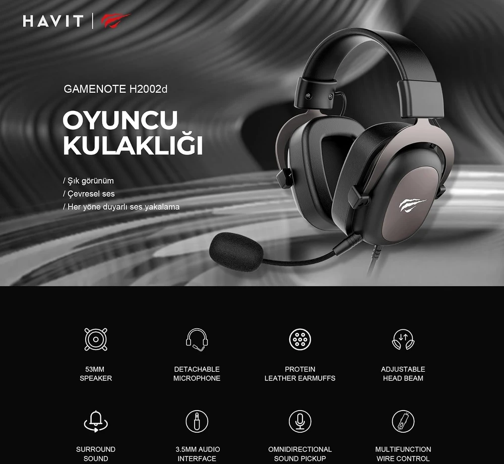 Žaidimų ausinės Havit HV-H2002d, 3,5 mm