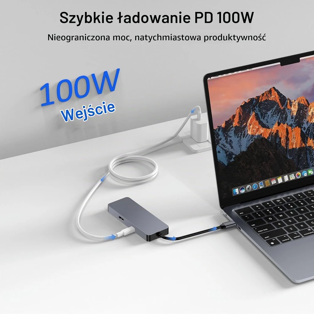 ZanBix USB-C šakotuvas 7 viename su 4K HDMI, 100 W PD ir USB-C 3.2 HYD-9822G