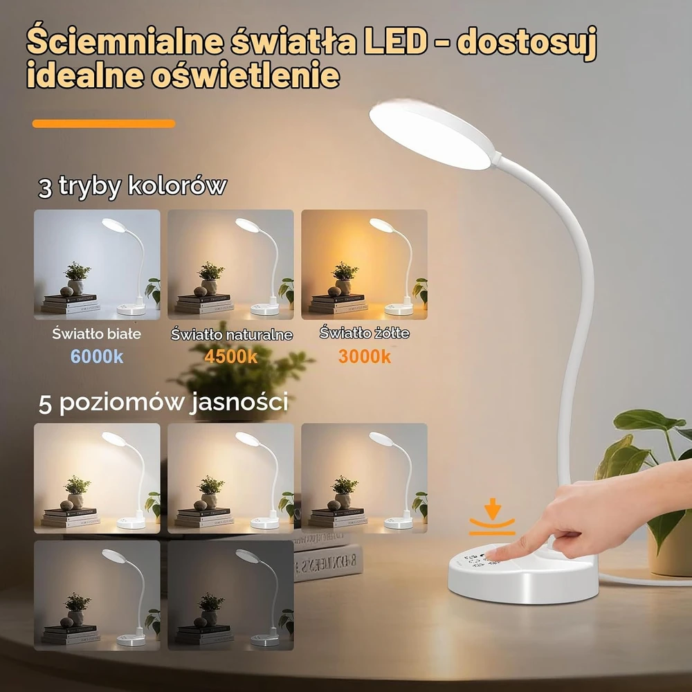 ZAPLIT LED stalinė lempa su USB-A ir USB-C jungtimis, 78 LED, 15 W, DSL802