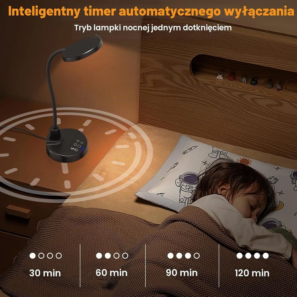 ZAPLIT LED stalinė lempa su USB-A ir USB-C jungtimis, 15 W, 78 LED, DSL802