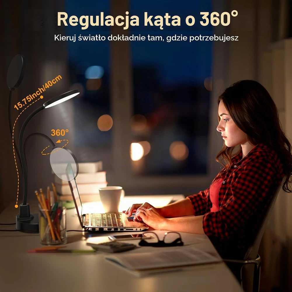 ZAPLIT LED stalinė lempa su USB-A ir USB-C jungtimis, 15 W, 78 LED, DSL802