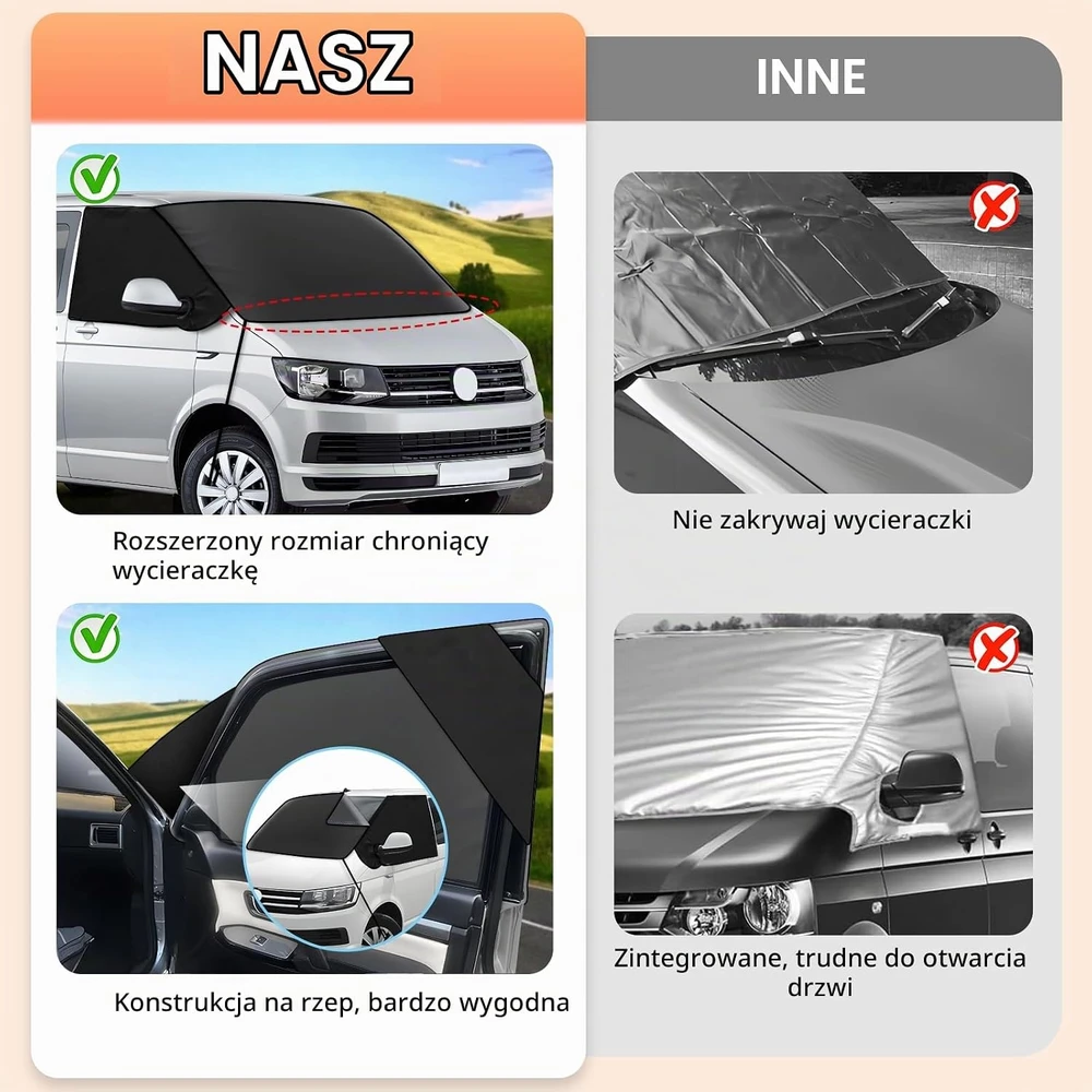 ZATOOTO automobilio priekinio stiklo uždangalas Volkswagen T5 ir T6, poliesteris, XD-ZXP-MTW