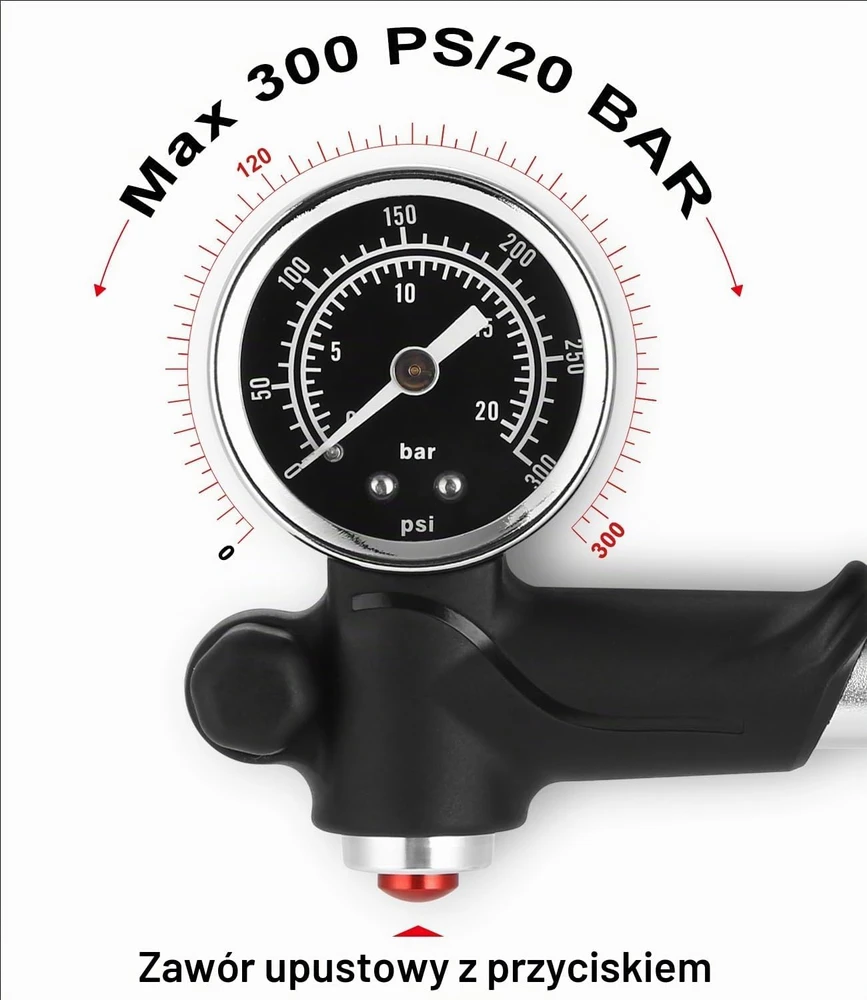 Zaxiva aukšto slėgio dviračio pompa 300 PSI su manometru High Pressure Pump-1612