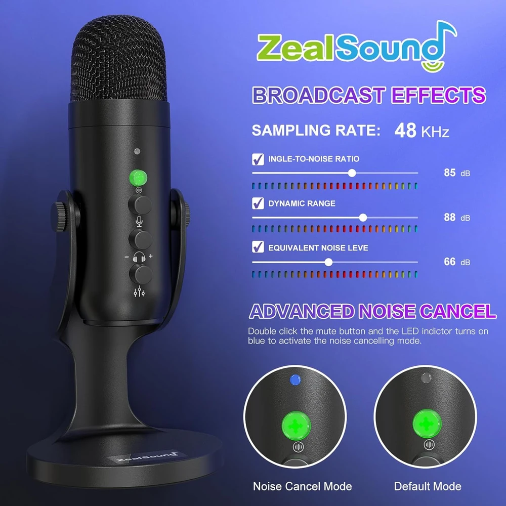 Zealsound belaidžių mikrofonų USB rinkinys, lavalier, 2 vnt., juodas, k2x-eu