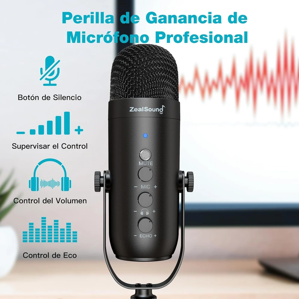 ZealSound stalinis USB mikrofono rinkinys su kardioidine kapsule ir reguliuojamu ištraukiamu laikikliu K66S