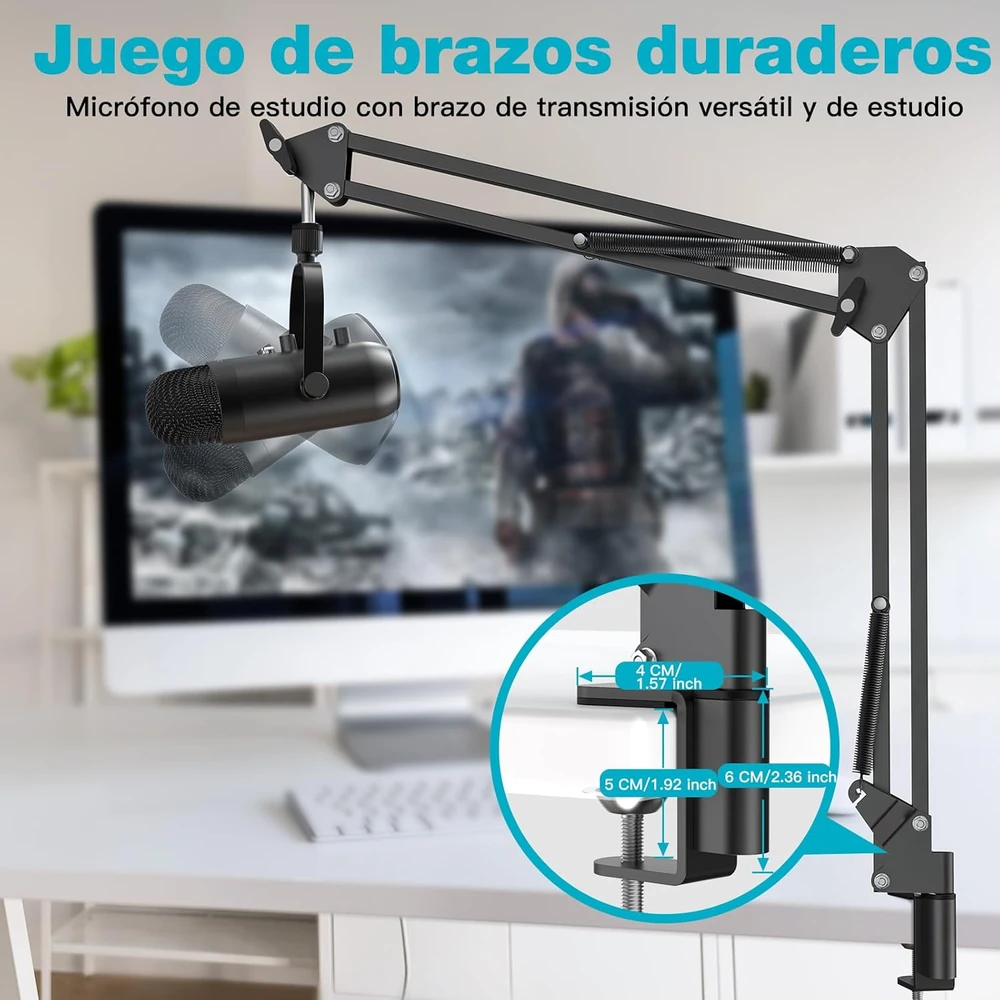 ZealSound stalinis USB mikrofono rinkinys su kardioidine kapsule ir reguliuojamu ištraukiamu laikikliu K66S