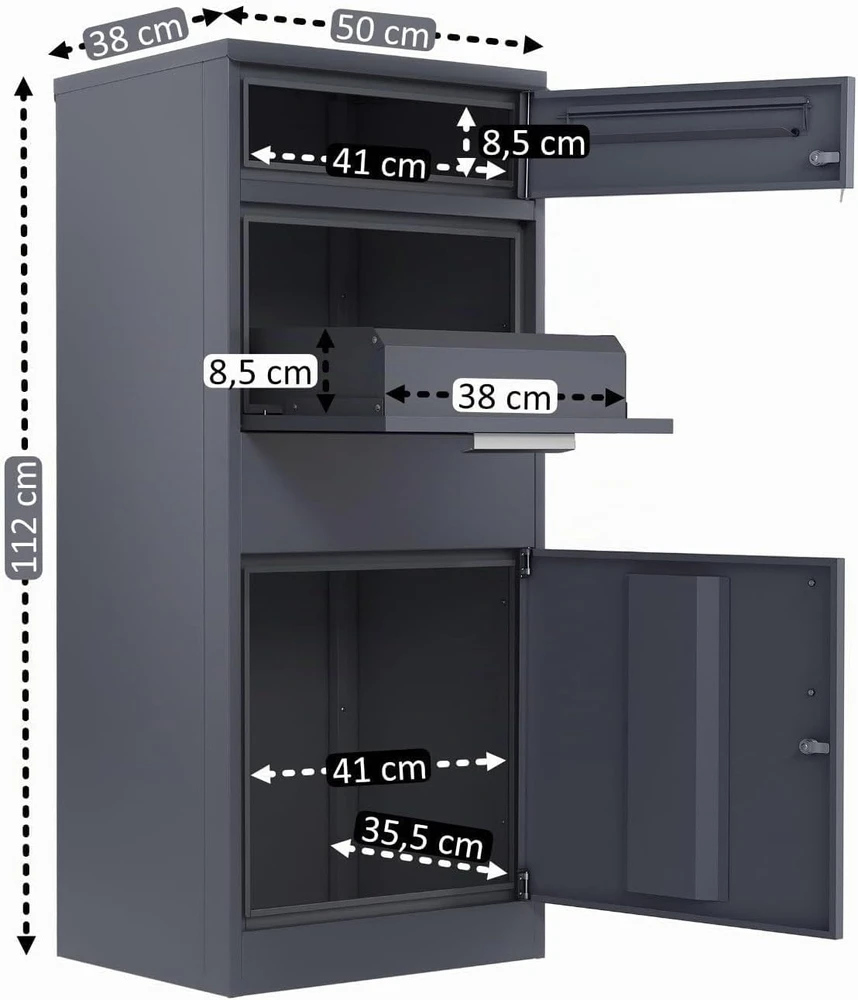 Zelsius Neptun pašto ir siuntų dėžė 186 l, antracito spalvos, PBK5