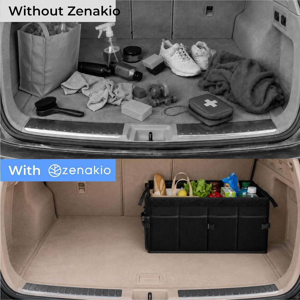 ZENAKIO sulankstomas automobilio bagažinės organizatorius su lipukais 62 × 25 × 25 cm ZK_CBO
