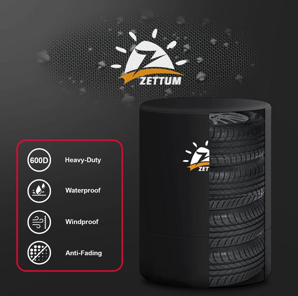 Zettum atsarginio rato uždangalas iš 600D PU poliesterio, iki 89 cm, TC-SG-PG-28-BLK