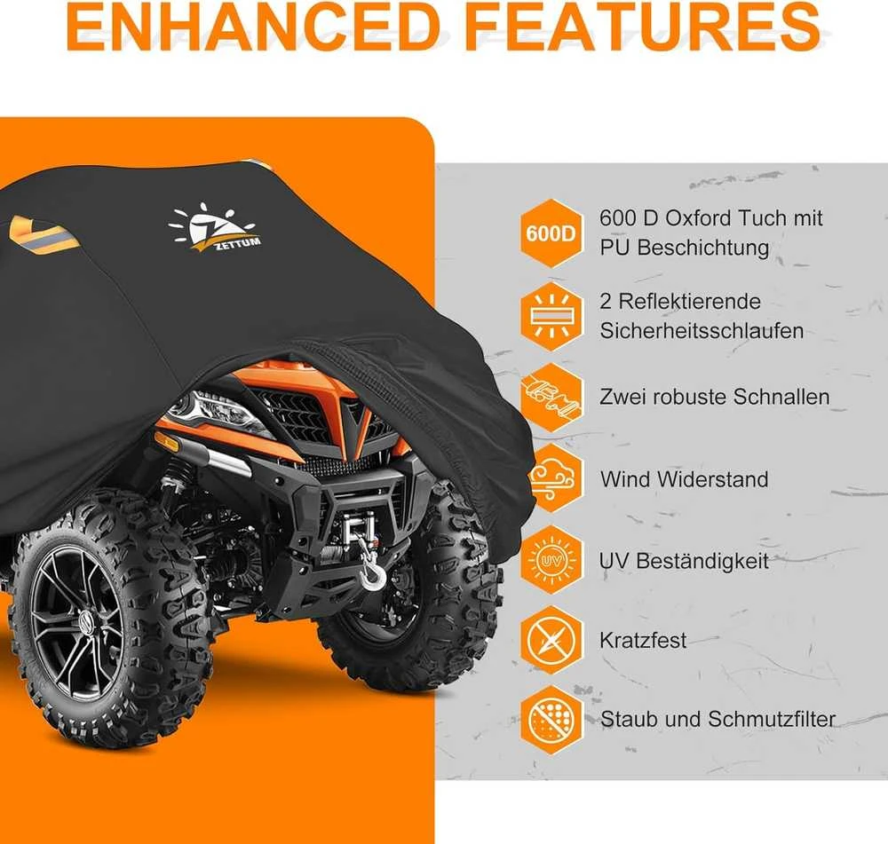 Zettum ATV lauko apsauginis uždangalas 241x121x121 cm, 600D Oxford, juodas, ATVC-95-BLK-EU