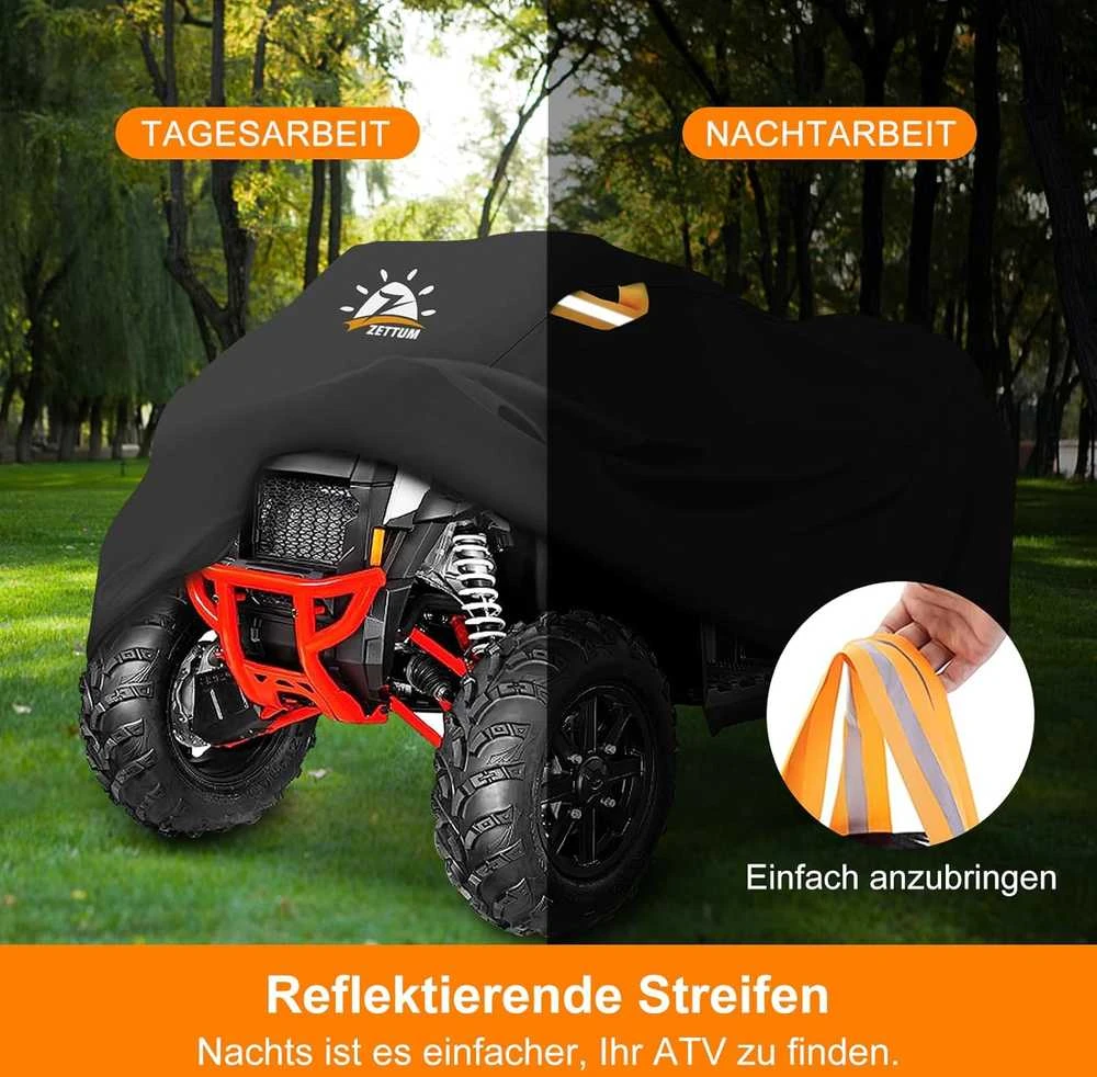 Zettum ATV lauko apsauginis uždangalas 241x121x121 cm, 600D Oxford, juodas, ATVC-95-BLK-EU