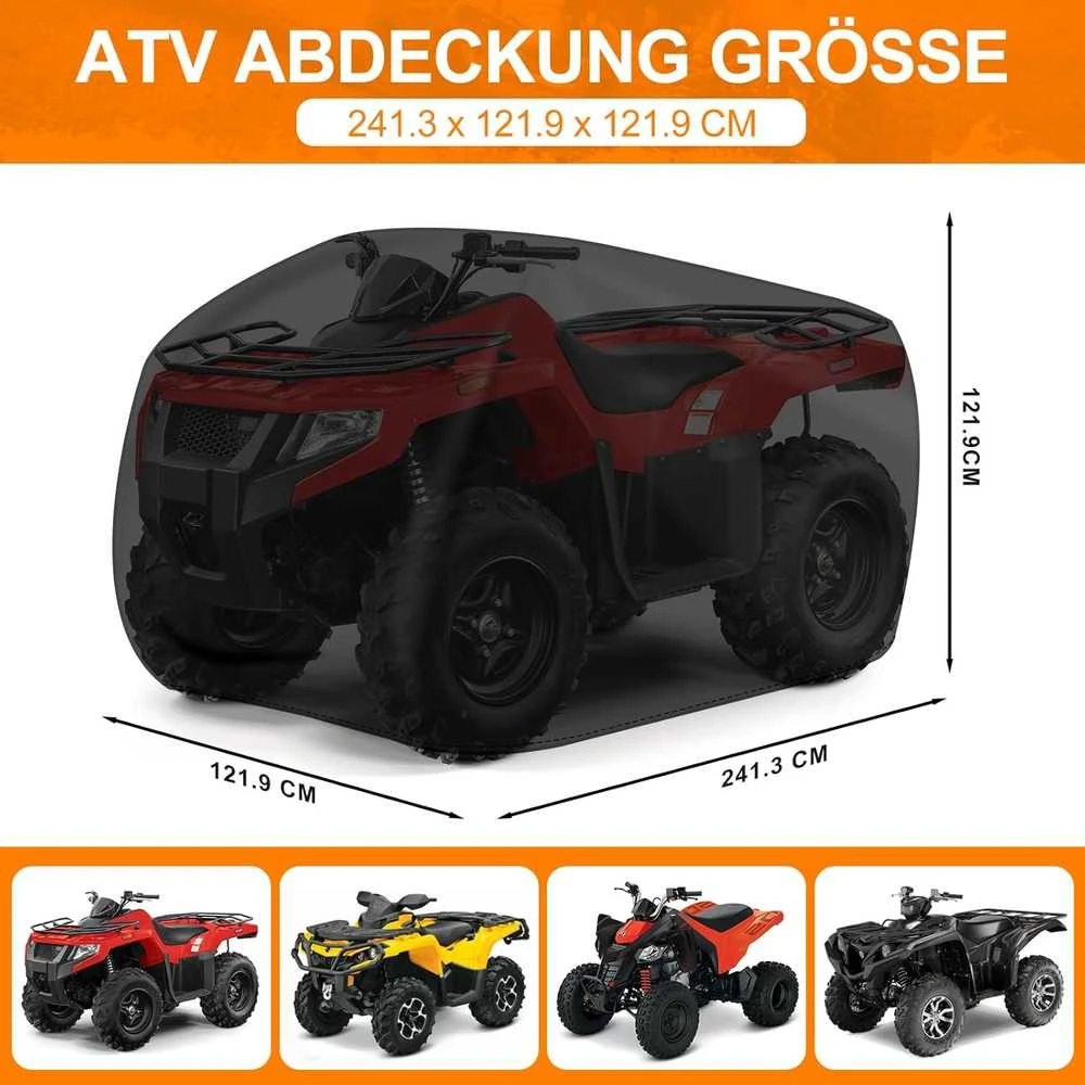 Zettum ATV lauko apsauginis uždangalas 241x121x121 cm, 600D Oxford, juodas, ATVC-95-BLK-EU