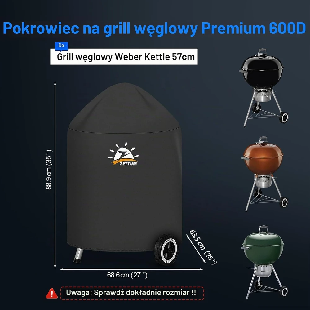 Zettum kepsninės uždangalas Weber 57 cm, 600D Oxford, PU danga, COGC-W-CG-22-7150