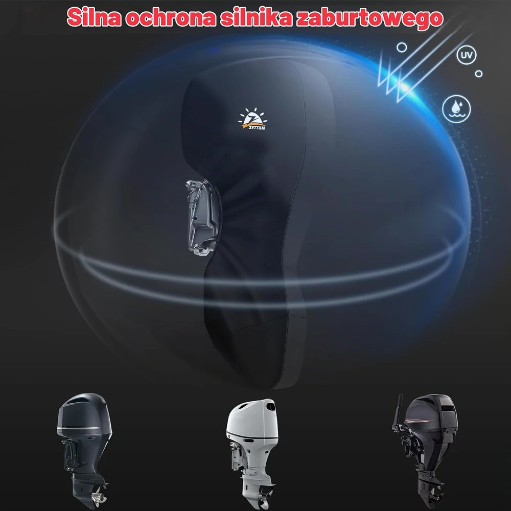 Zettum pilnas pakabinamojo valties variklio uždangalas 60–90 AG, 600D, juodas OBC-F-6090-BLK