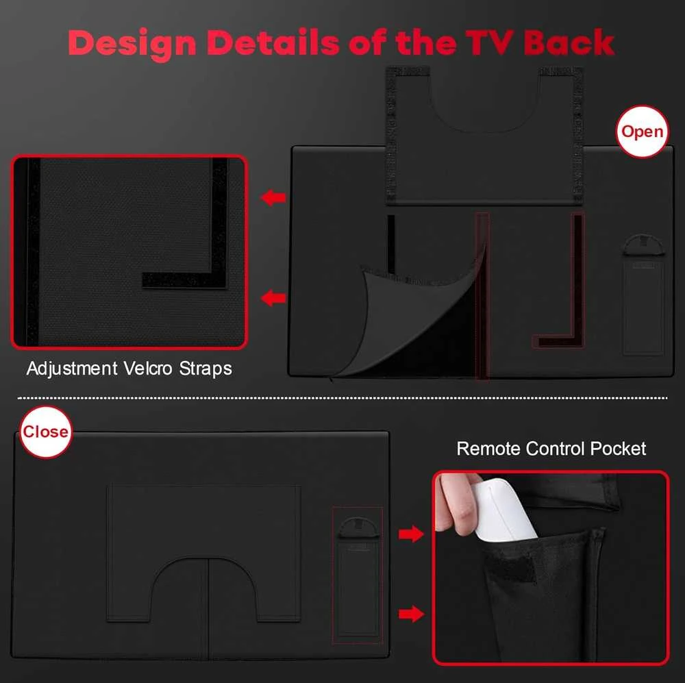Zettum televizoriaus apsauginis dėklas 70–75 colių, vandenio nepraleidžiantis, Oxford 600D su užtrauktuku