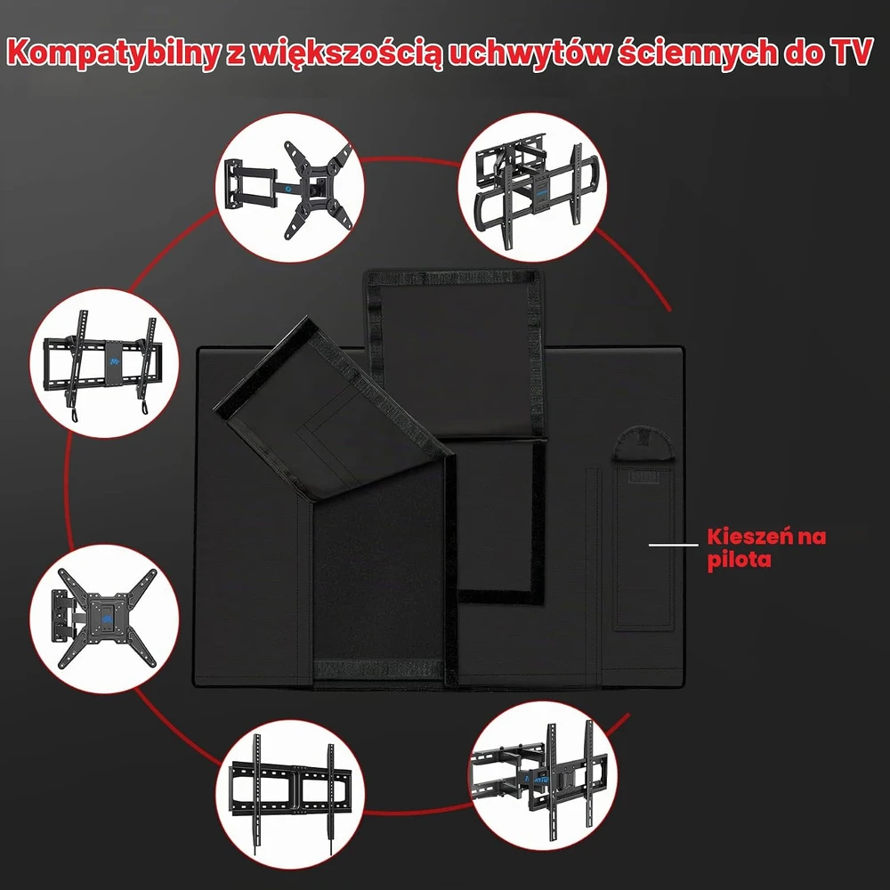 Zettum televizoriaus apsauginis uždangalas 46–48 colių, 600D Oxford, juodas, TVC-4648-BLK