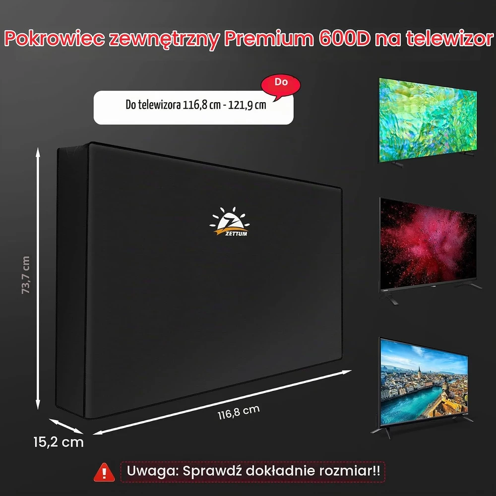 Zettum televizoriaus apsauginis uždangalas 46–48 colių, 600D Oxford, juodas, TVC-4648-BLK